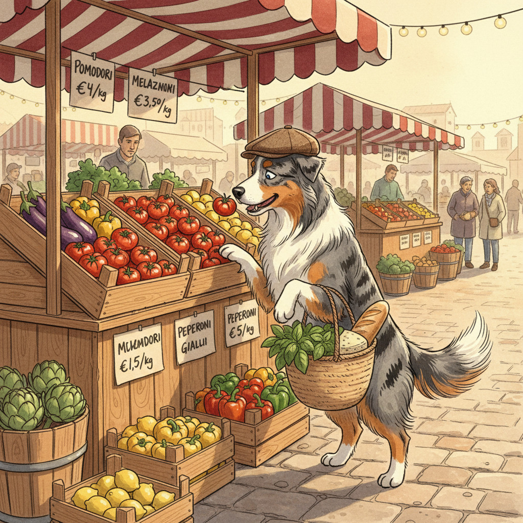 Pasquale shopping at the farmers market
